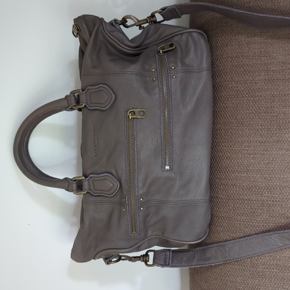 Liebskind Berlin Double Esther Gray Leather Satchel Bag